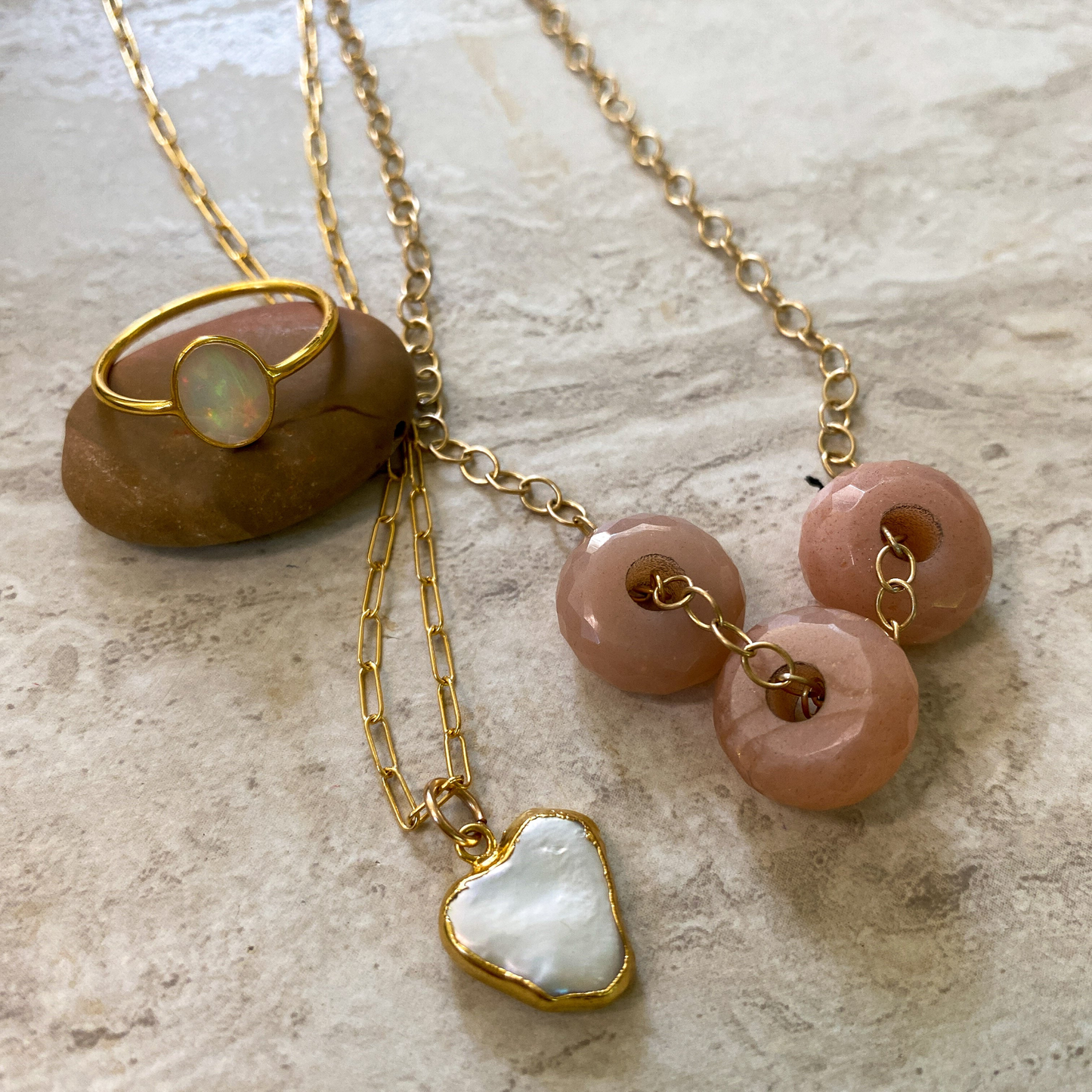 Pearl heart necklaces