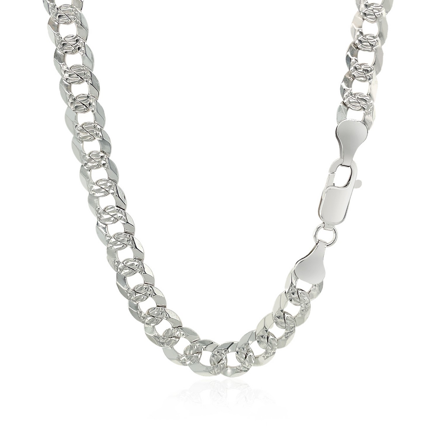 Sterling Silver Rhodium Plated Curb Chain 7.3mm