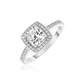 Sterling Silver Square Halo Ring with Cubic Zirconias