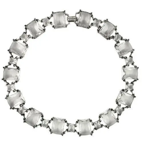 LO1140 - Antique Silver Brass Necklace with Synthetic Synthetic Glass in Clear