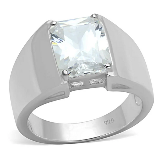 LOS741 - Silver 925 Sterling Silver Ring with AAA Grade CZ  in Clear