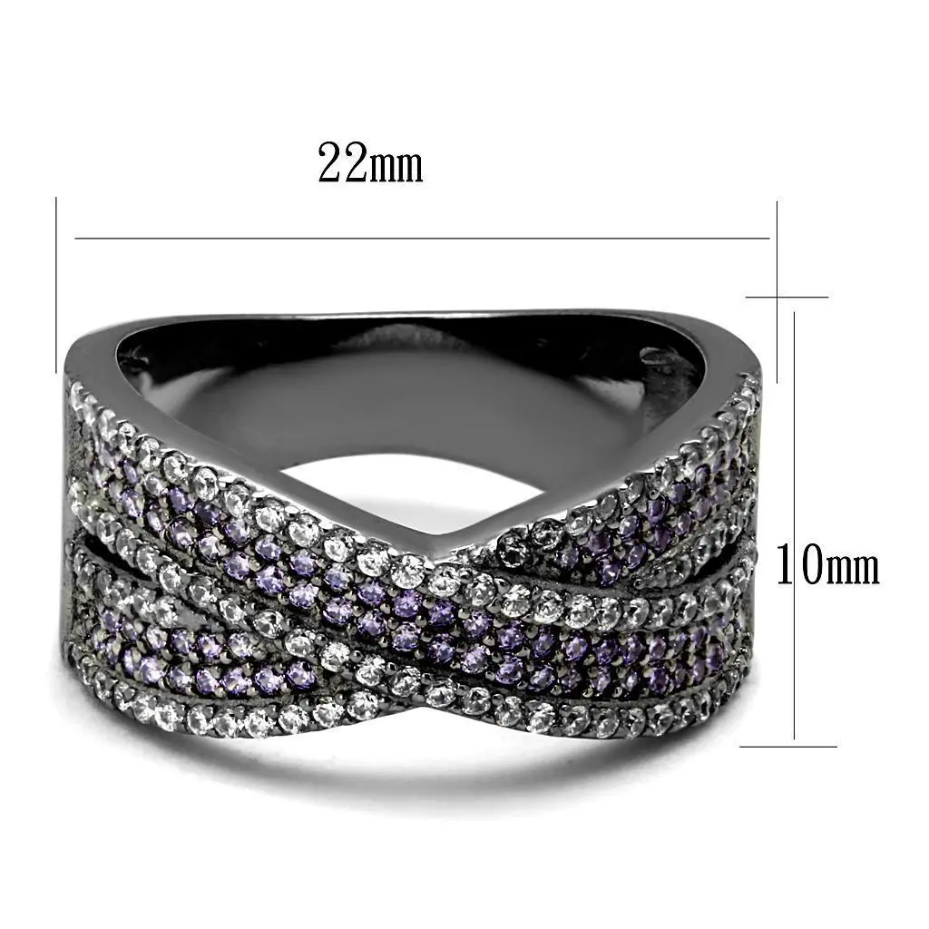 TS522 - Ruthenium 925 Sterling Silver Ring with AAA Grade CZ  in Amethyst