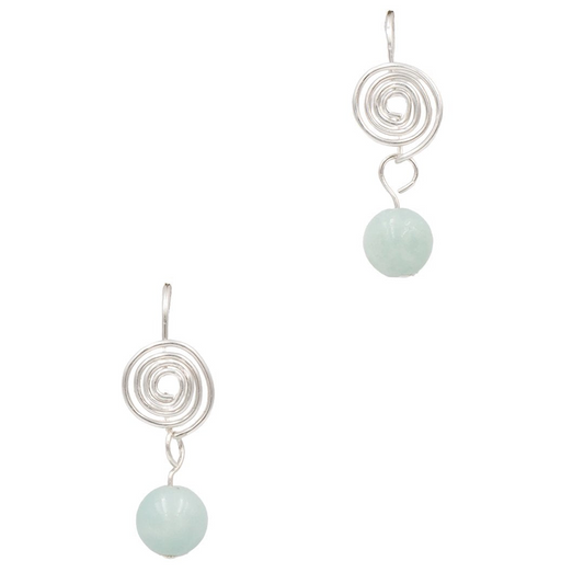 Handmade Amazonite | Sterling Silver Coil Earrings | Eco-Friendly Jewelry | Hypoallergenic & Nickel-Free | Natural Stone