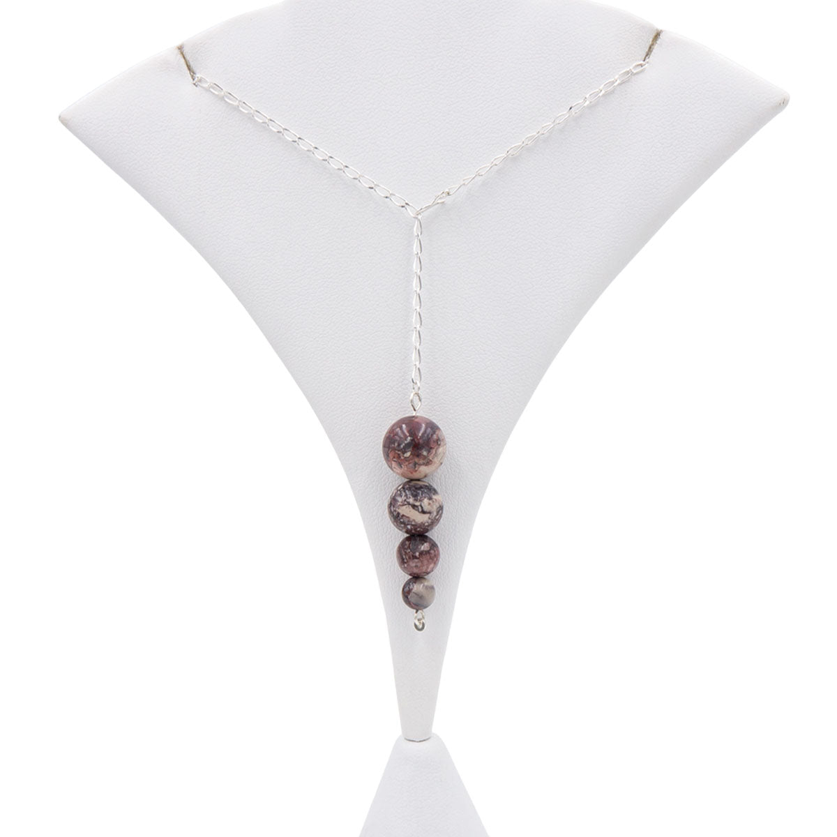 Handmade Porcelain Jasper Sterling Silver Lariat Necklace | Eco-Friendly Jewelry | Adjustable Length | Hypoallergenic & Nickel-Free | Natural Stone